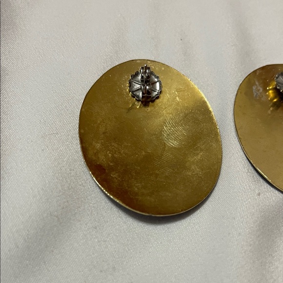 Black Marbled Oval Statement Stud Earrings - Picture 6 of 8